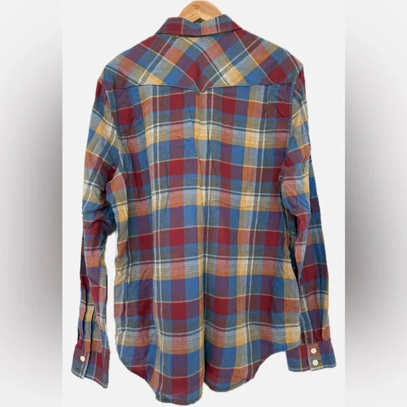 Lucky Brand Men's Plaid Flannel Western Pearl Snap Shirt Y2K Vintage Core Large - Picture 2 of 6